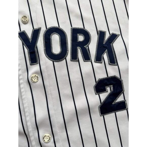 Vintage Y2K New York Yankees MLB Derek Jeter Pinstripe Baseball Jersey #2 2XL - Picture 5 of 16